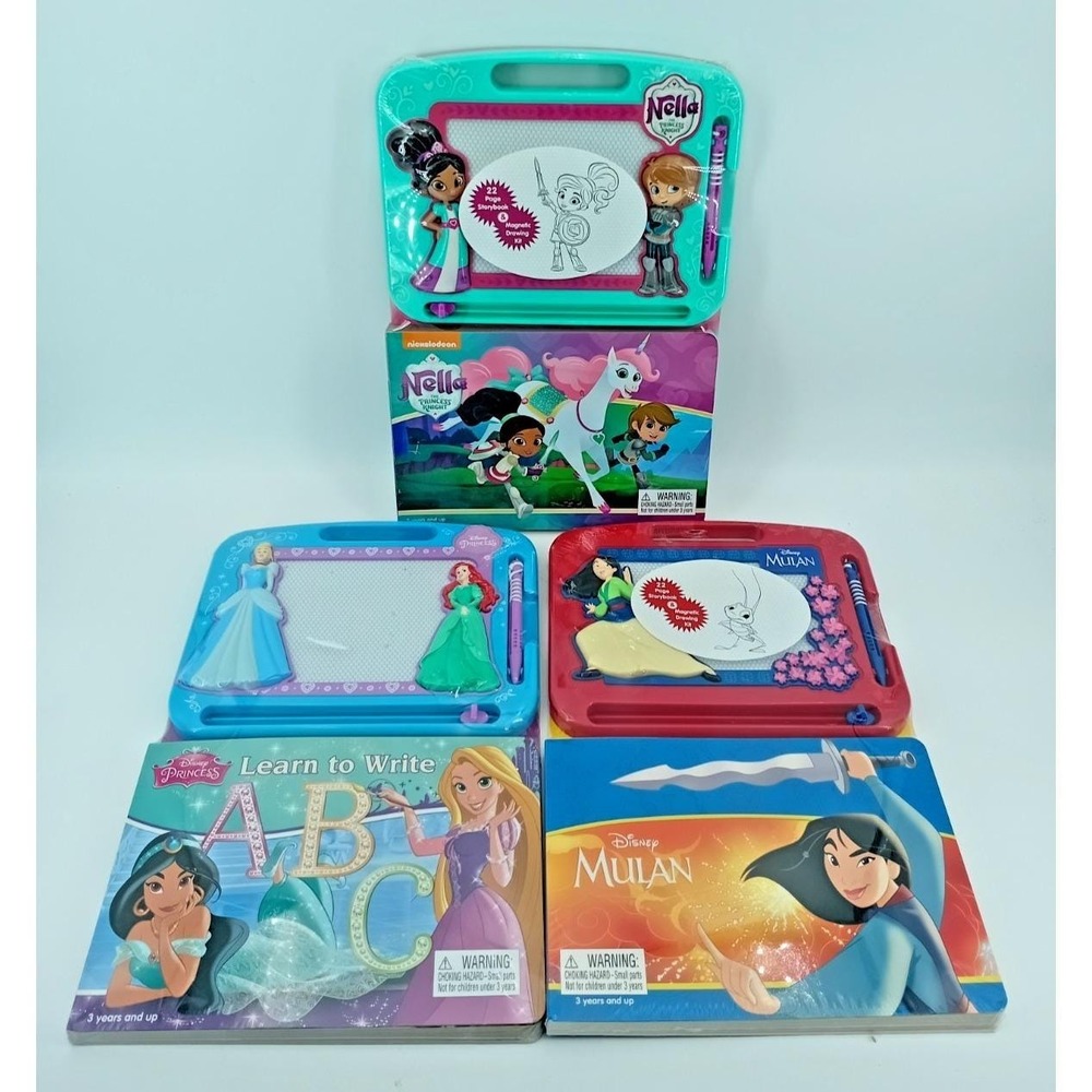 Lot of 3 Disney Princess Alphabet Learn-to-Write Board Books – Mulan/Nella NEW‎